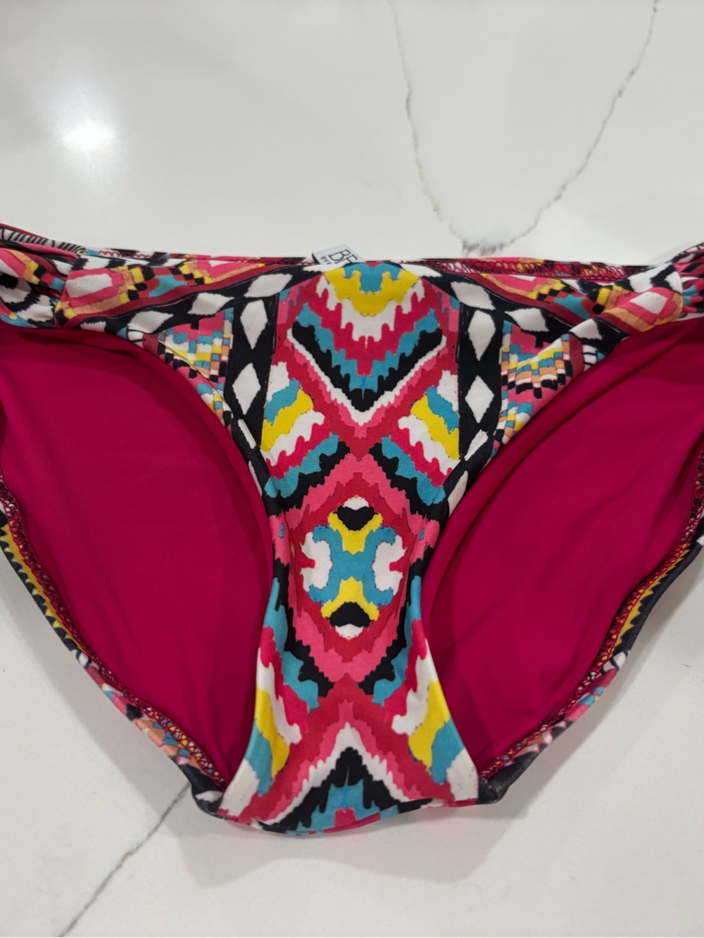 BECCA Hot Pink Multicolor Aztec Print Bikini Bottom